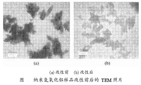 纳米氢氧化铝样品改性前后的TEM照片